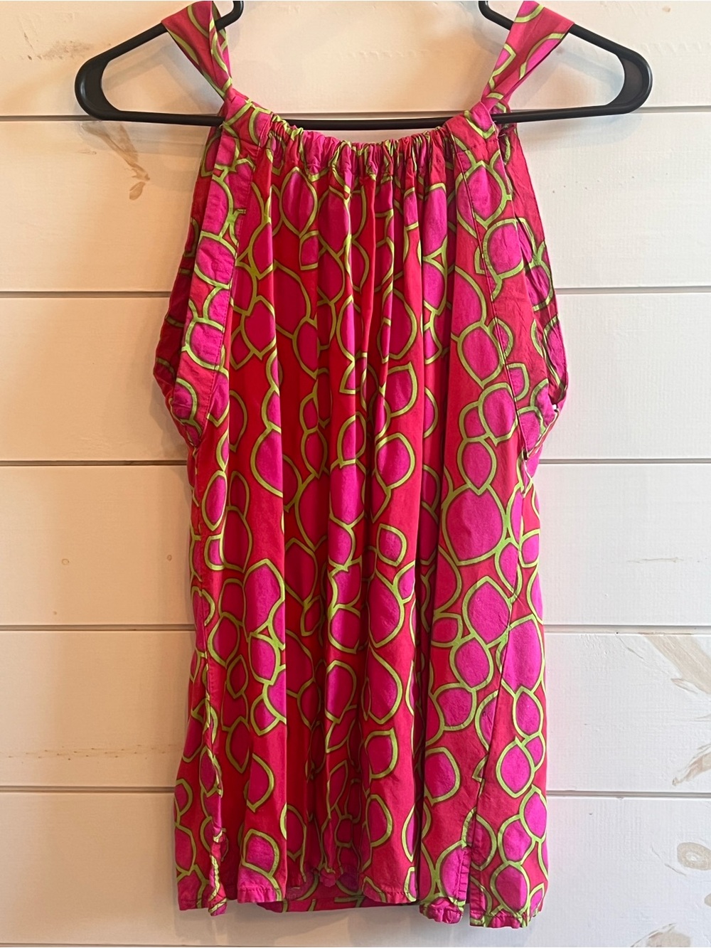 escapada Hot Pink and Lime Green Patterned Top